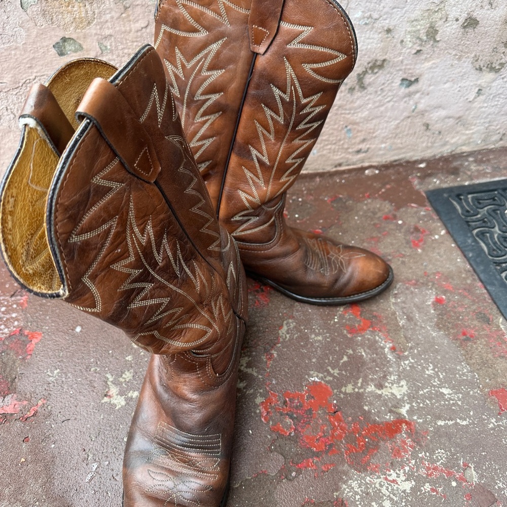 Vintage Cowboy Boots | Brown Leather Mens 10D Classic Western Stitch Americana